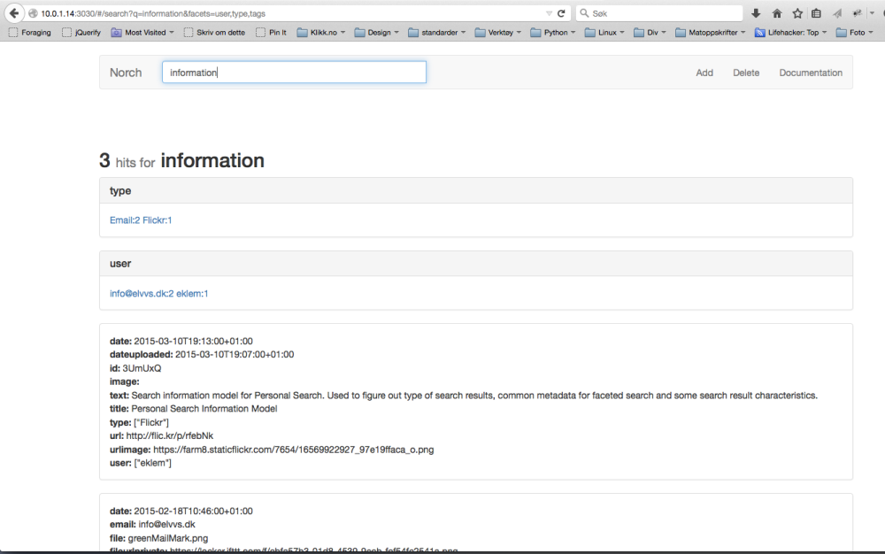 Unfiltered search showing available filters for search query